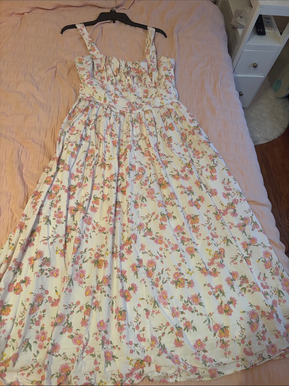Jessica Simpson Cream Floral Maxi Dress with Pink & Orange Blooms